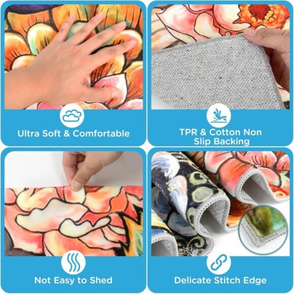 New 3Pcs Kitchen Rug Set, Colorful Non Slip Washable Mats for Floor & Hallway - Picture 4 of 6